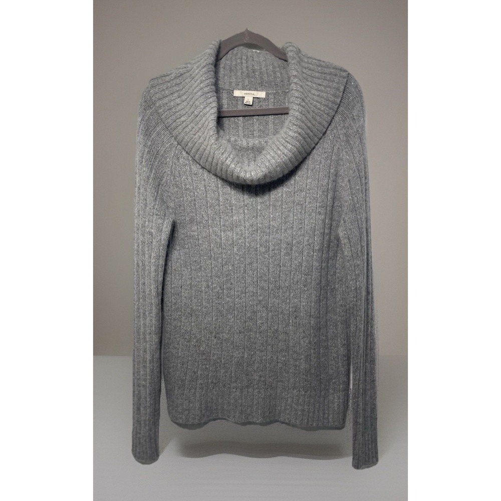 MERONA Large ANGORA Rabbit Hair BLEND COWL NECK‎ SWEATER GRAY Soft Long Sleeve
